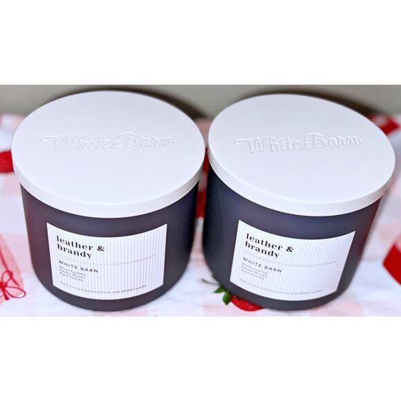 Lot of 2 Bath & Body Works Leather & Brandy Large 3-Wick Candle 14.5oz - Picture 4 of 5